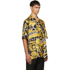 Versace Black and Yellow NYC Barocco Short Sleeve Shirt