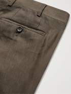 CANALI - Kei Slim-Fit Tapered Linen and Wool-Blend Suit Trousers - Brown