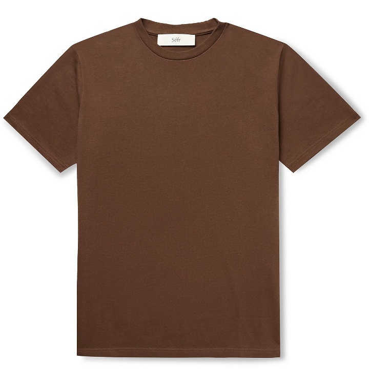 Photo: SÉFR - Clin Cotton-Jersey T-Shirt - Brown