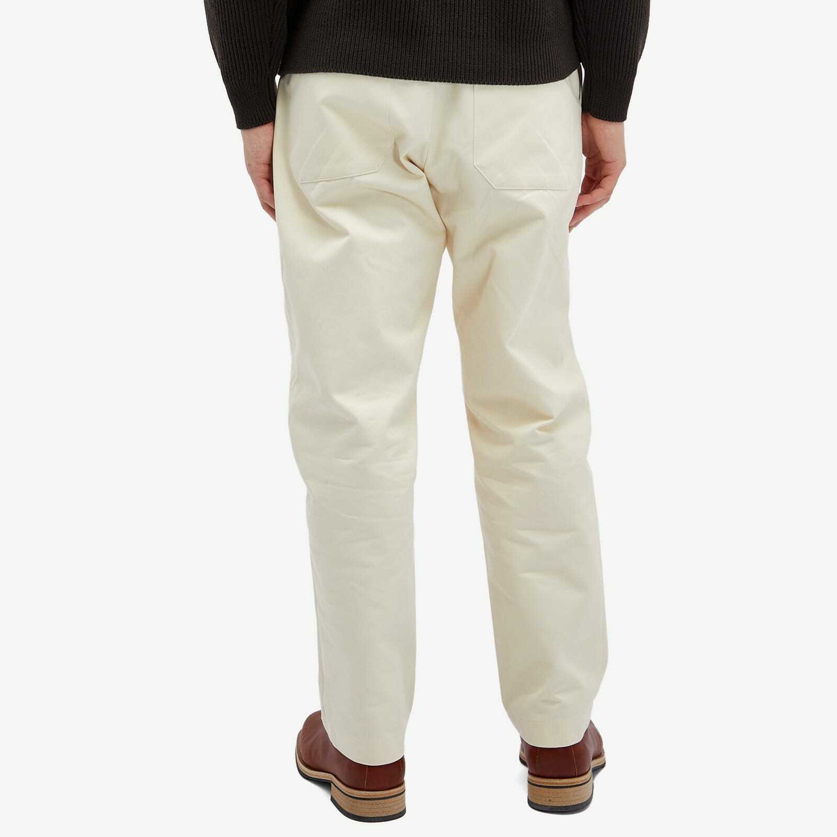 Studio Nicholson Men's Bill Narrow Leg Twill Pants in Cream