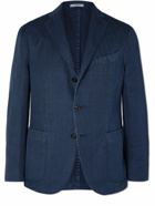 Boglioli - Slim-Fit Unstructured Herringbone Cotton and Linen-Blend Suit Jacket - Blue