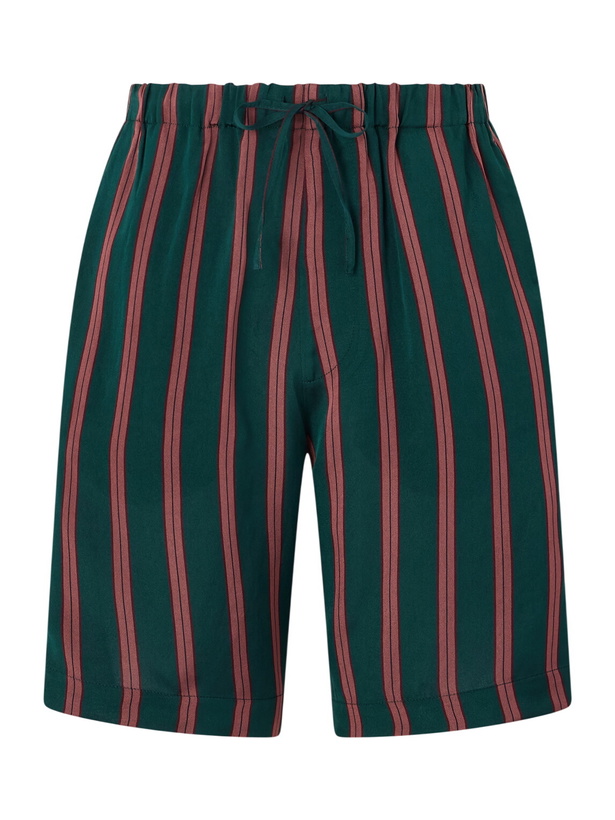 Photo: Dries Van Noten - Straight-Leg Striped Twill Drawstring Shorts - Green