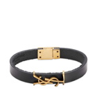 Saint Laurent Men's YSL Logo Single Wrap Bracelet in Black/Gold