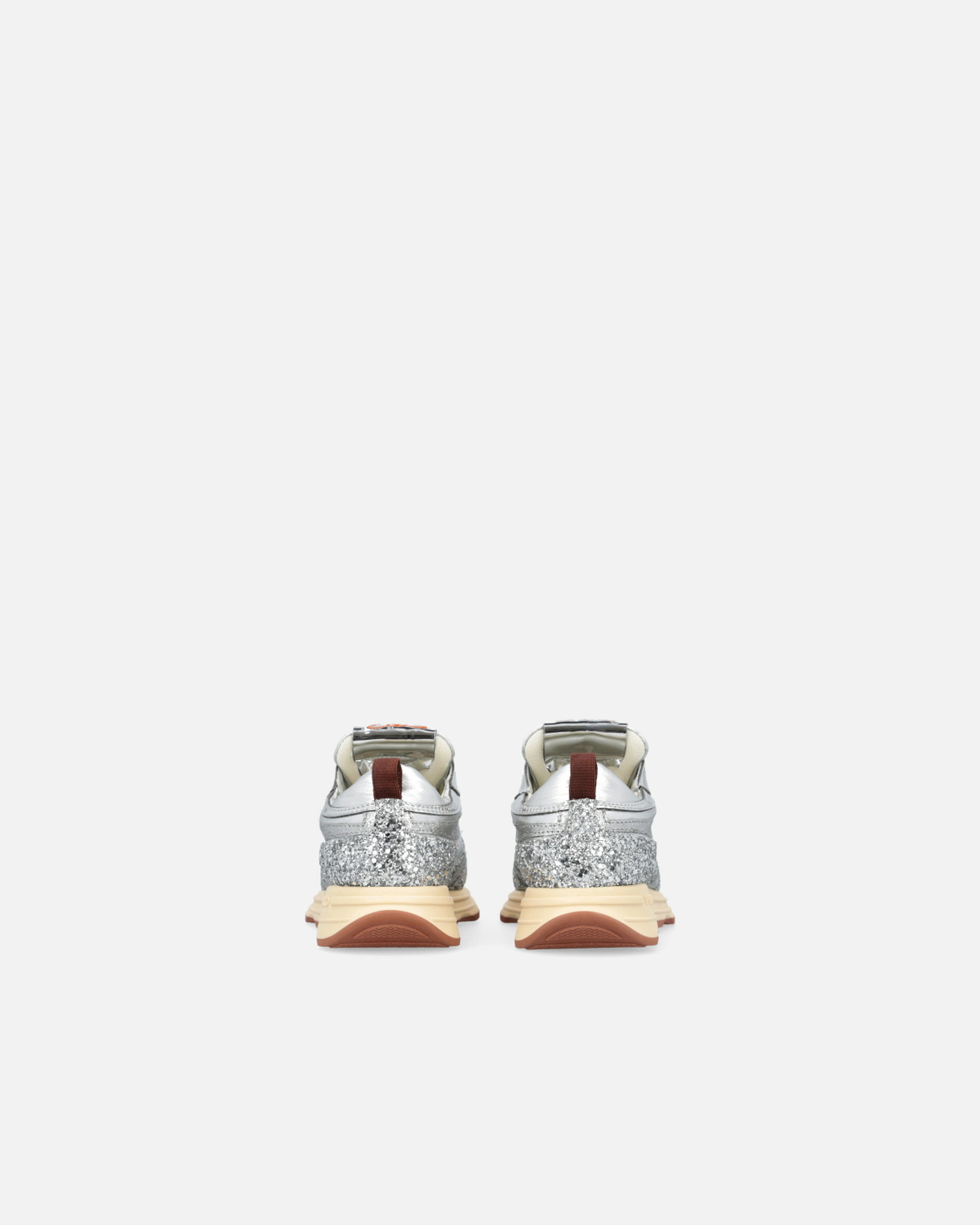 Pinko Silver Glittery Laminated Sneakers Silver