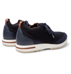 Loro Piana - 360 Flexy Walk Leather-Trimmed Knitted Wool Sneakers - Blue