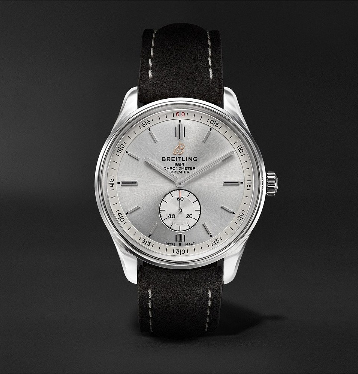 Photo: Breitling - Premier Automatic 40mm Stainless Steel and Nubuck Watch - Silver