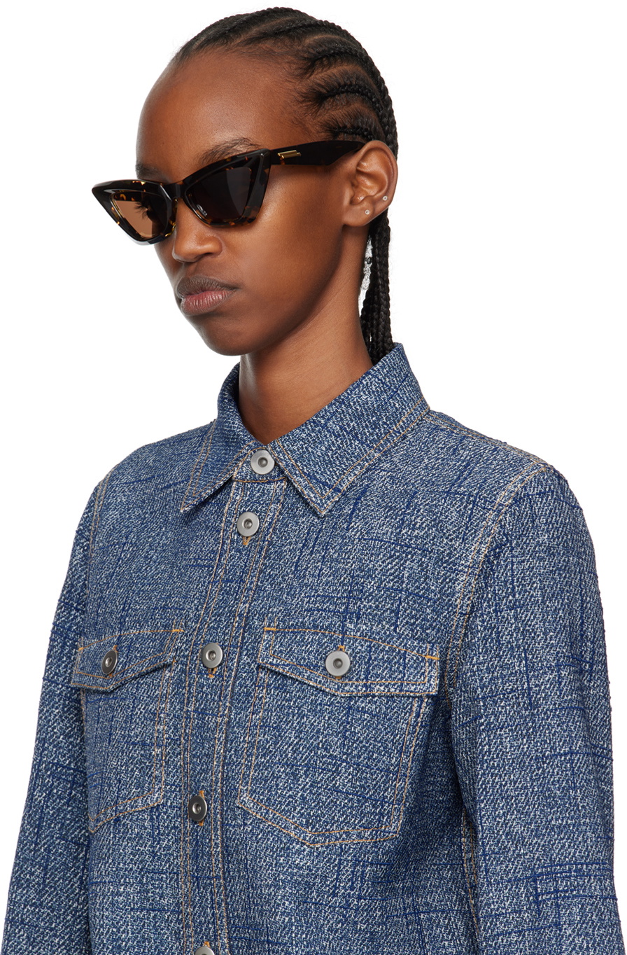 Bottega Veneta Brown Angle Pointed Cat-Eye Sunglasses Bottega Veneta