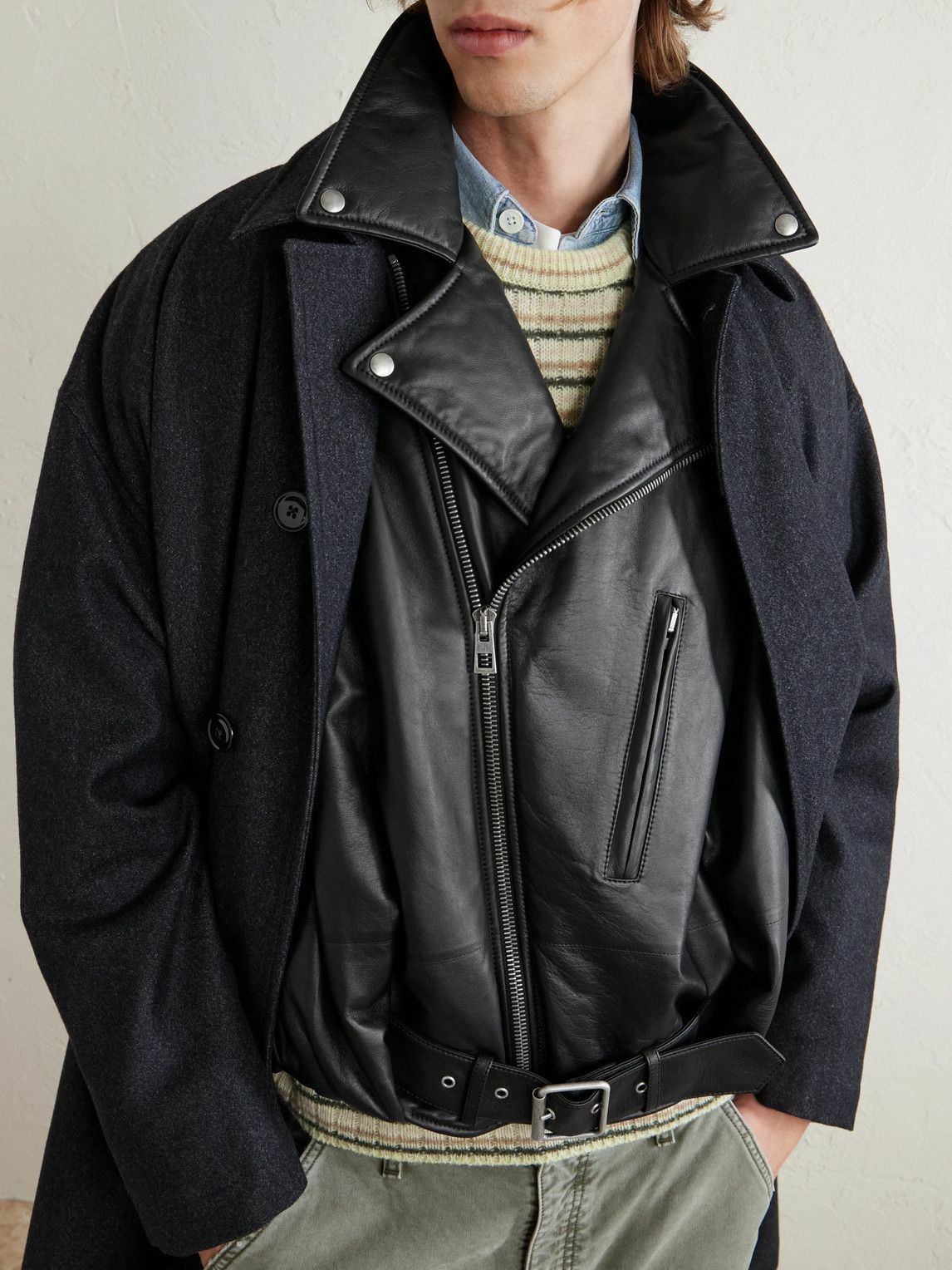 LOEWE - Belted Padded Leather Jacket - Black