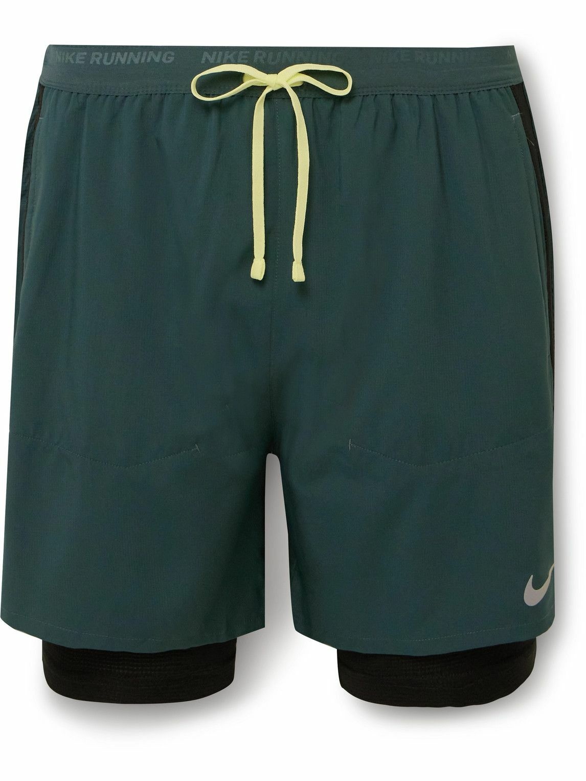 Photo: Nike Running - 2-in-1 Stride Straight-Leg Dri-FIT Ripstop and Stretch-Jersey Shorts - Green
