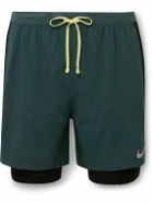 Nike Running - 2-in-1 Stride Straight-Leg Dri-FIT Ripstop and Stretch-Jersey Shorts - Green