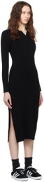 Lacoste Black Ribbed Midi Dress