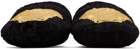 Versace Black Embroidered Medusa Slippers