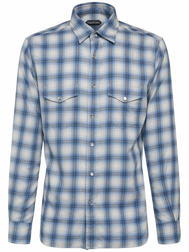 Photo: TOM FORD - Checked Cotton Blend Western Shirt