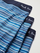 PAUL SMITH - Three-Pack Striped Stretch-Cotton Boxer Briefs - Blue - S