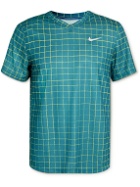 Nike Tennis - Victory Checked Recycled Dri-FIT Tennis T-Shirt - Blue