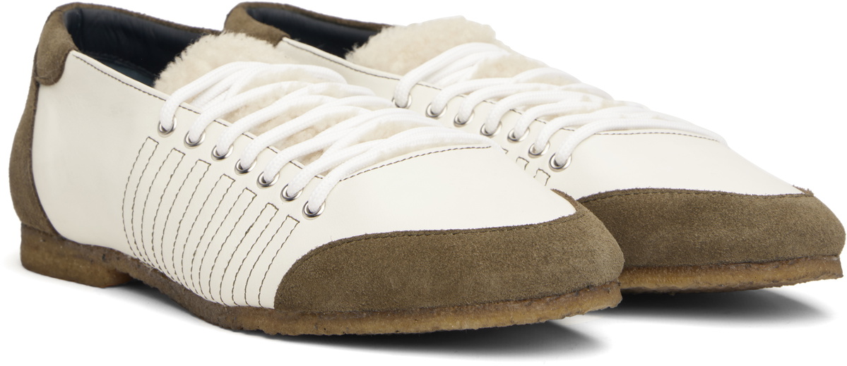 Stefan Cooke White & Brown Lace Trainer Sneakers