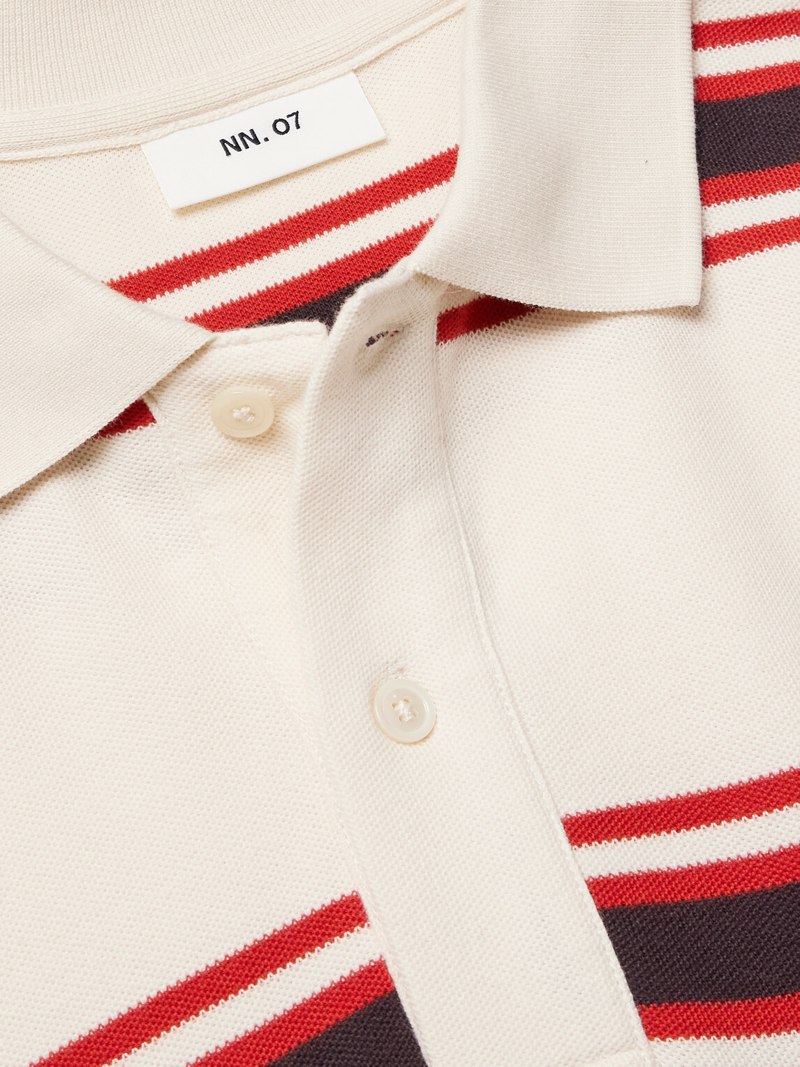 NN07 - Valentin 30047 Striped Organic Cotton-Piqué Polo Shirt - Red