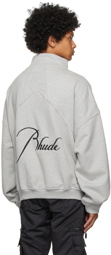 Rhude Grey Embroidered Quarter-Zip Sweater