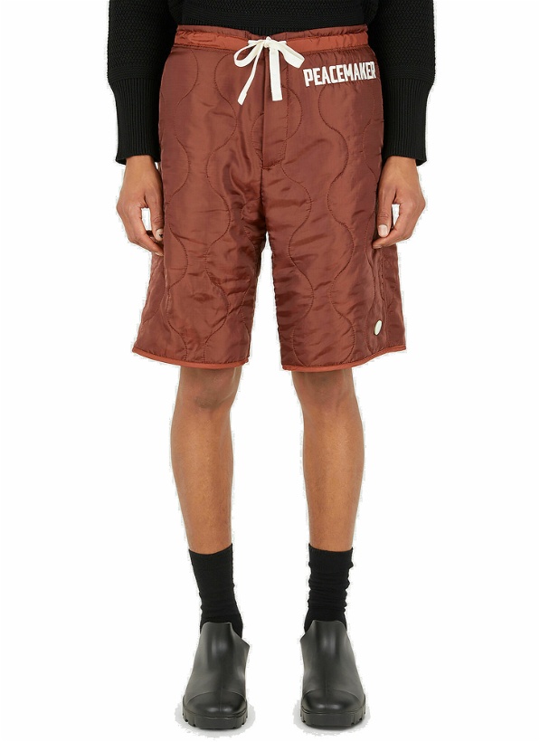 Photo: OAMC RE-WORK - Peacemaker Quilted Shorts in Red