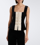 Posse Florian embroidered cotton velvet top
