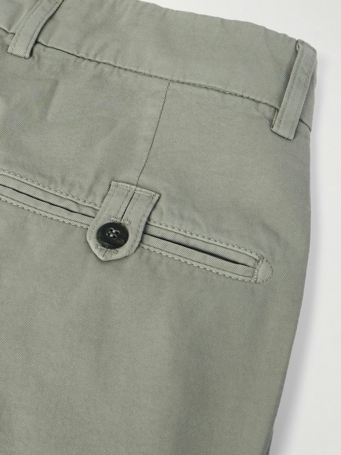 Eleventy - Tapered Pleated Stretch Cotton and Lyocell-Blend Twill Trousers - Gray