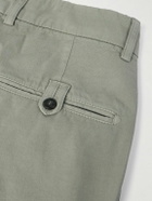 Eleventy - Tapered Pleated Stretch Cotton and Lyocell-Blend Twill Trousers - Gray