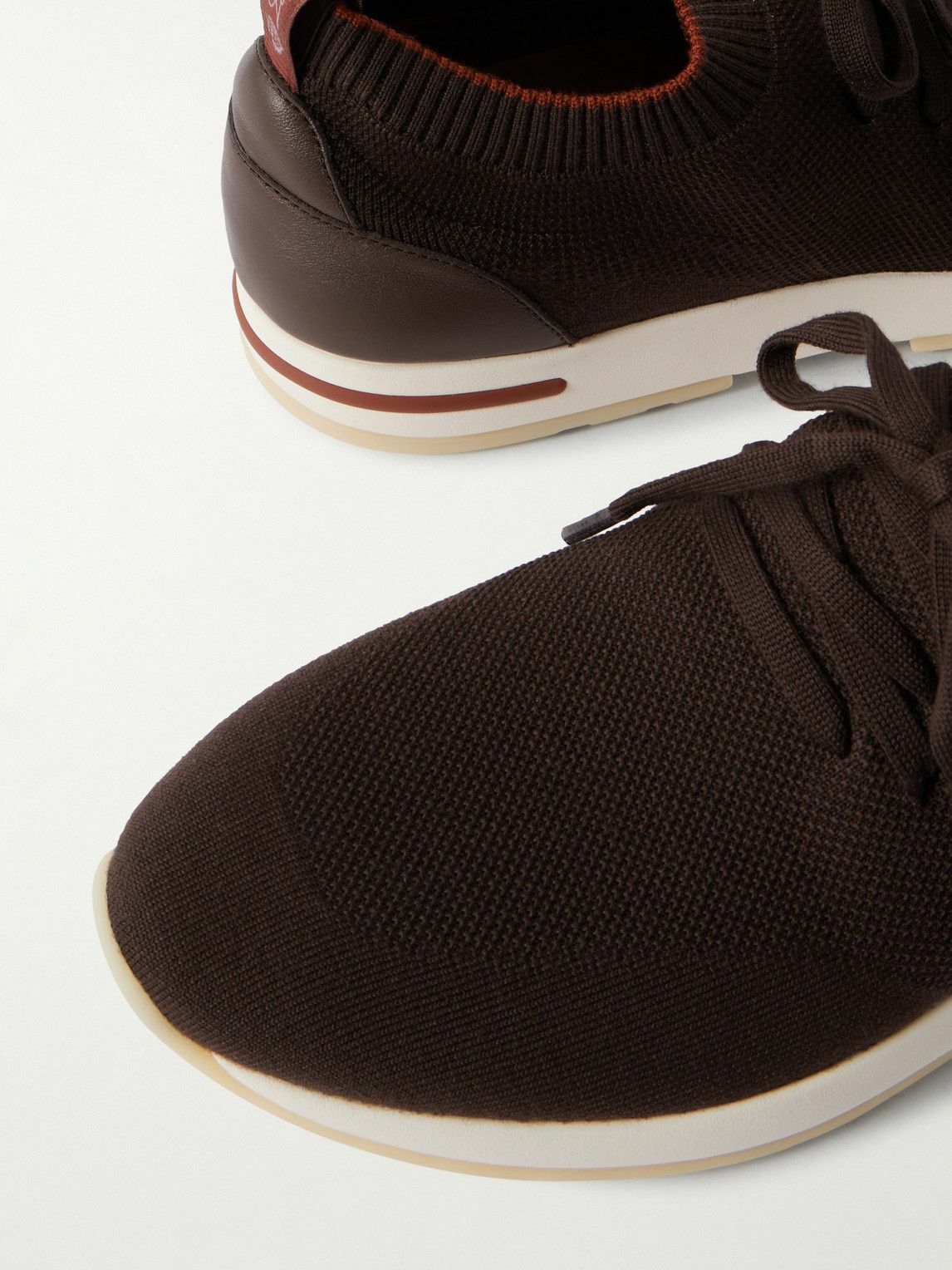 Loro Piana - 360 Flexy Leather-Trimmed Knitted Wish® Wool Sneakers - Brown