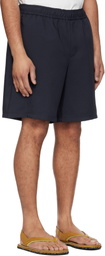 WOOYOUNGMI Navy Embroidered Logo Twill Shorts