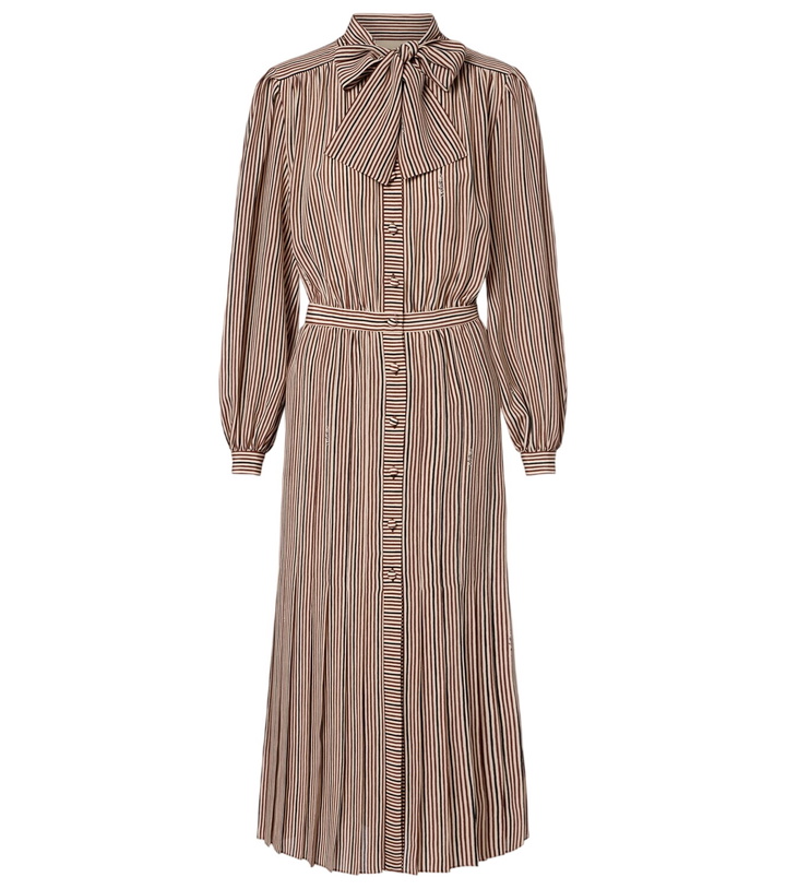 Photo: Valentino Striped tie-neck silk midi dress