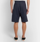 Monitaly - Pleated Cotton Drawstring Shorts - Blue