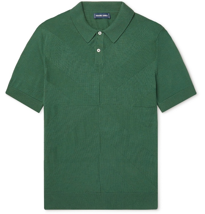 Photo: FRESCOBOL CARIOCA - Francisco Cotton and Silk-Blend Jacquard Polo Shirt - Green