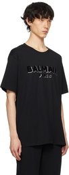 Balmain Black Metallic Flocked T-Shirt