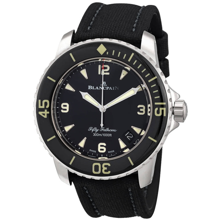Photo: Blancpain Fifty Fathoms Automatic Black Dial Unisex Watch 5015-12b30-b52a