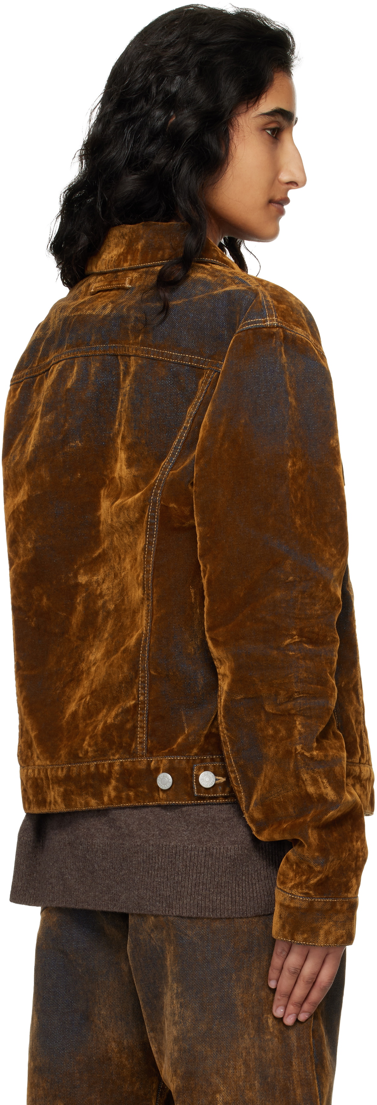 Acne Studios Brown Flocked Denim Jacket