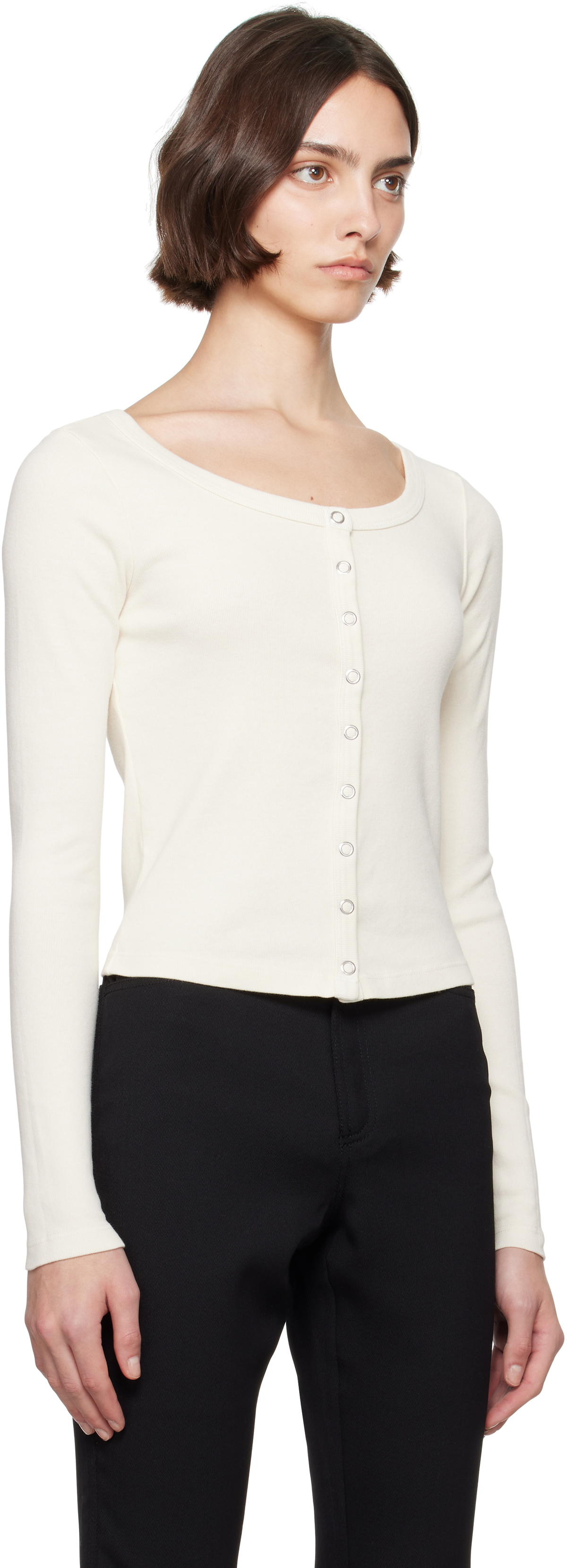 Re/Done Off-White Hanes Edition Scoop Neck Cardigan