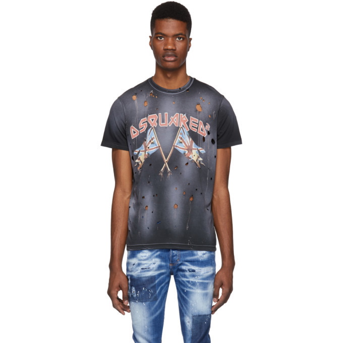 Photo: Dsquared2 Black Military Punk Cigarette Fit T-Shirt