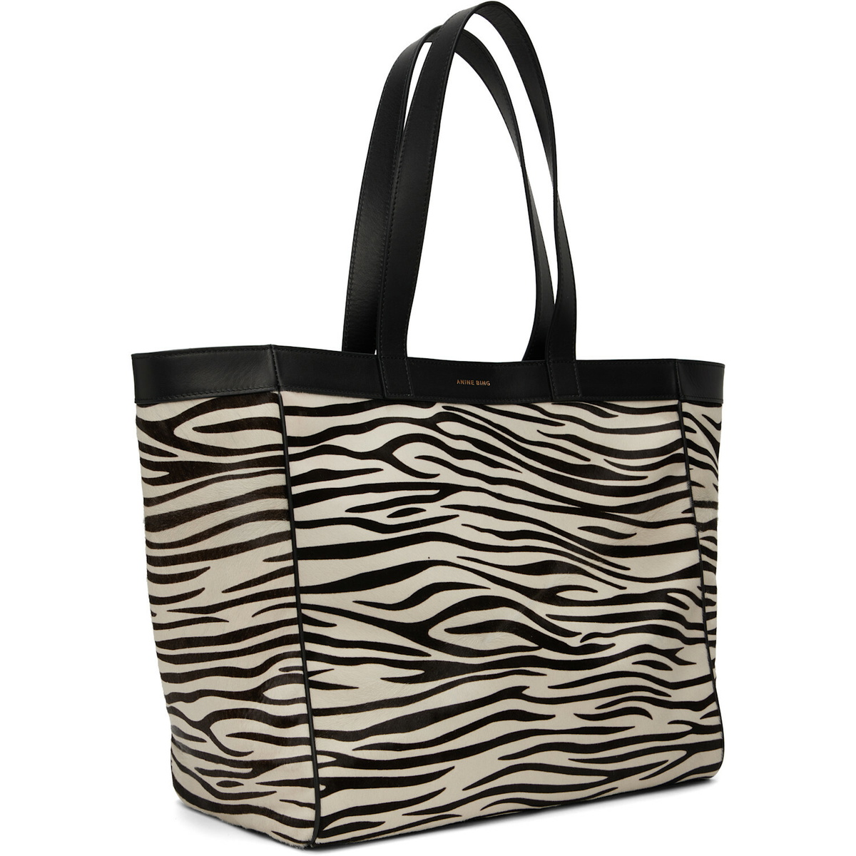 ANINE BING Black & White Medium Rio Tote