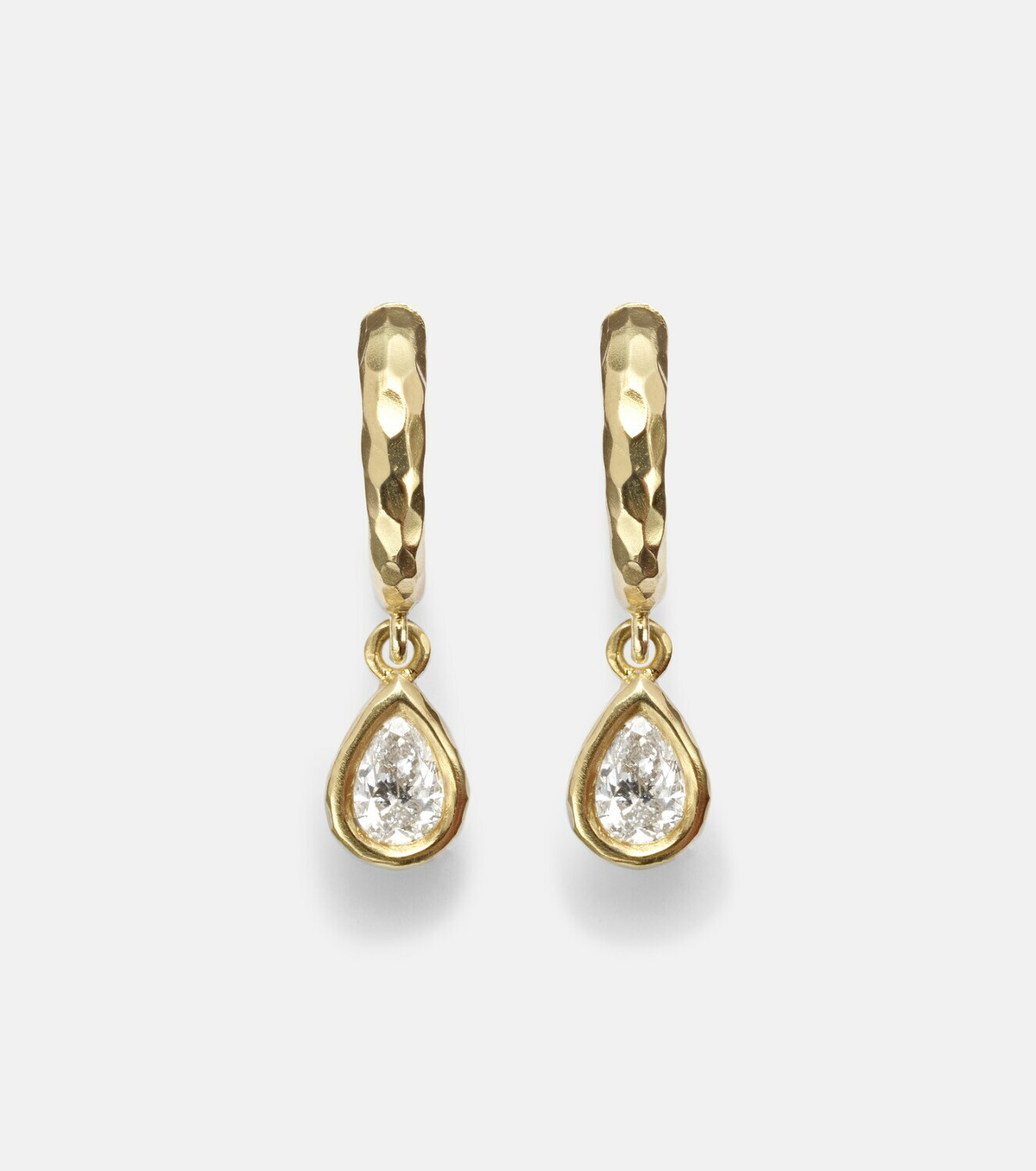 Octavia Elizabeth Hidden Gem 18kt gold huggies with diamonds