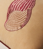 Les-Ottomans Embroidered cotton velvet cushion