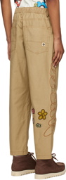 AAPE by A Bathing Ape Beige Embroidered Trousers