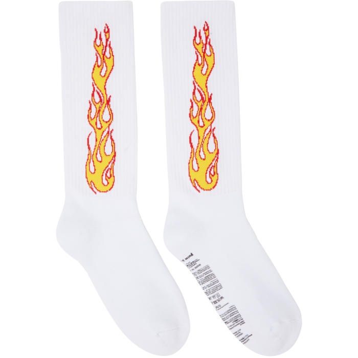 Photo: Palm Angels White Flames Socks 