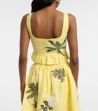 Agua by Agua Bendita Eslabón floral-appliqué linen crop top