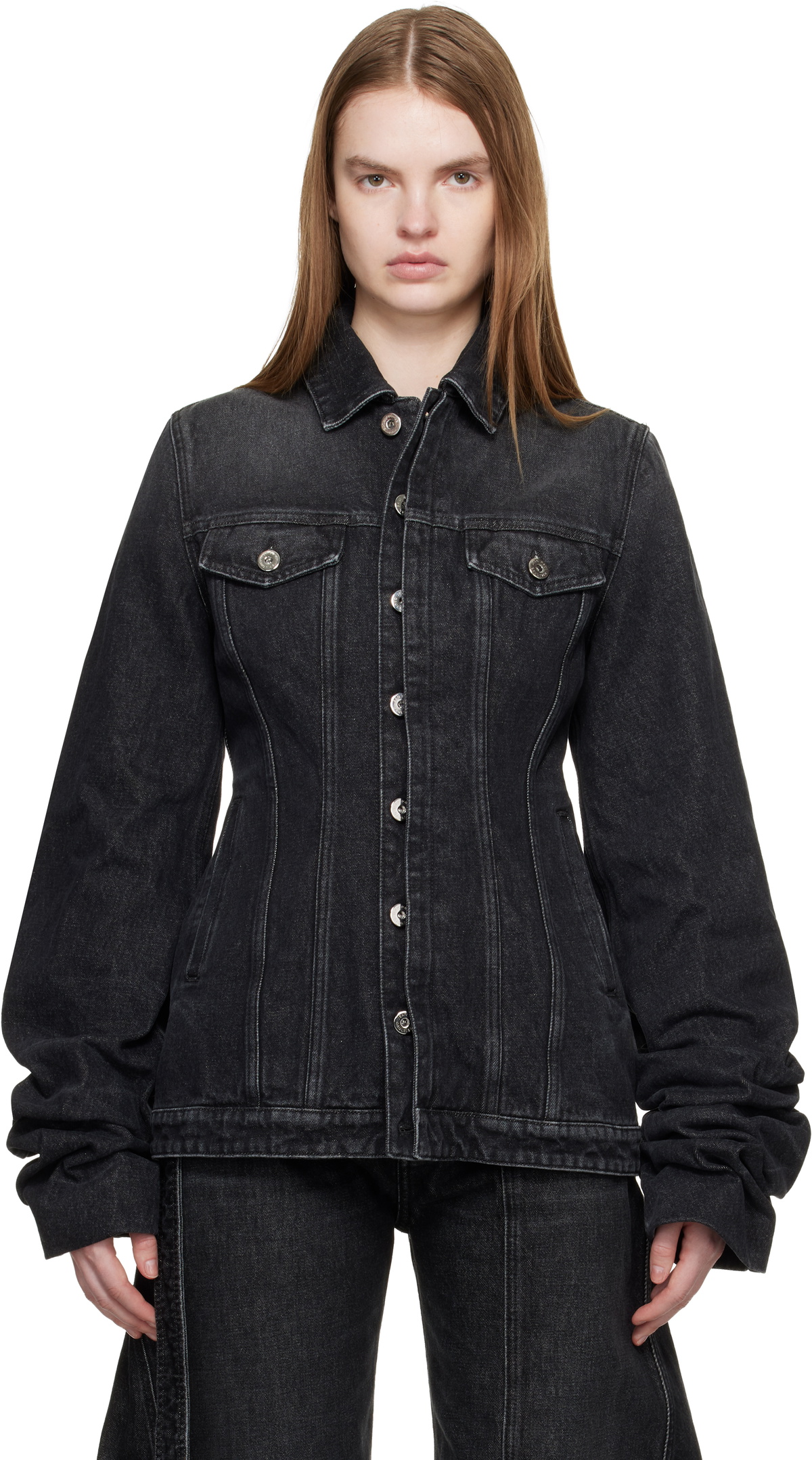 Jean Paul Gaultier Black Oversized Sleeves Denim Jacket