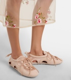 Simone Rocha Cutout suede-trimmed satin sneakers