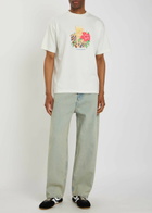 DRÔLE DE Monsieur Hibiscus Club Printed Cotton T-shirt Off White