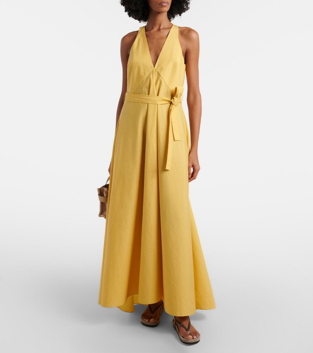 Brunello Cucinelli Belted cotton-blend maxi dress