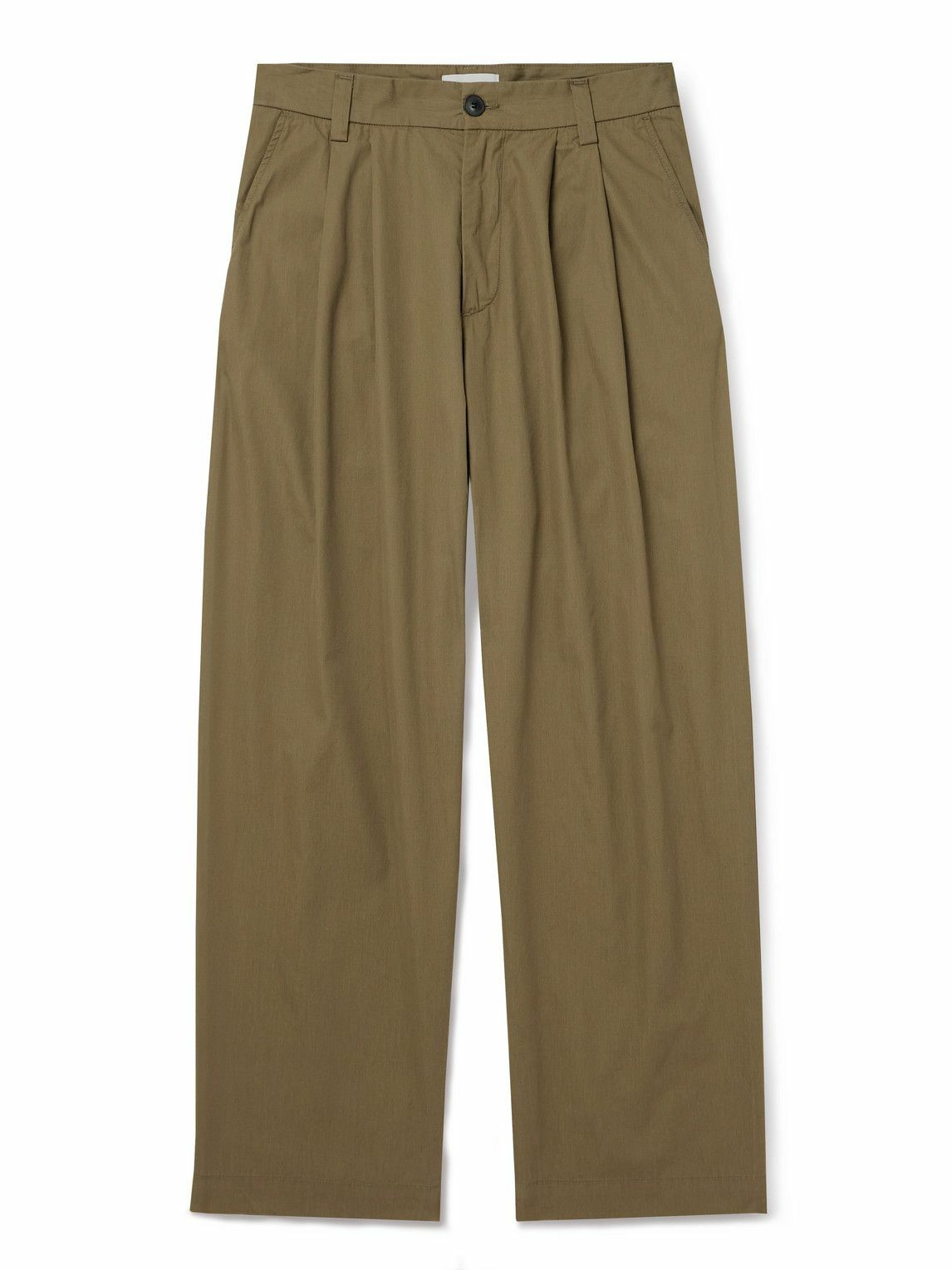 AGOLDE - Slater Straight-Leg Pleated Cotton-Twill Trousers - Green