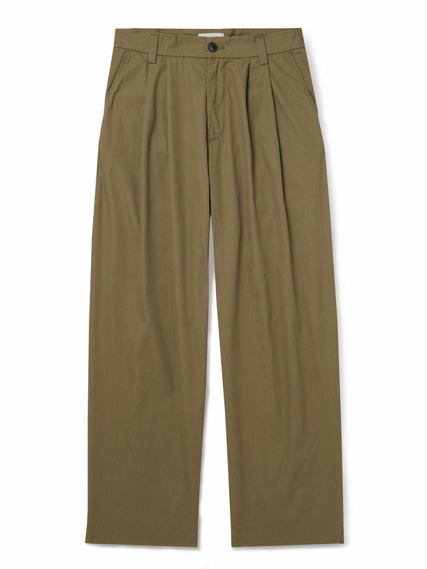 Photo: AGOLDE - Slater Straight-Leg Pleated Cotton-Twill Trousers - Green