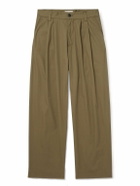 AGOLDE - Slater Straight-Leg Pleated Cotton-Twill Trousers - Green