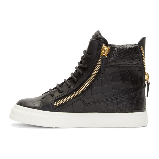 Giuseppe Zanotti Black Croc-Embossed London High-Top  display picture 2